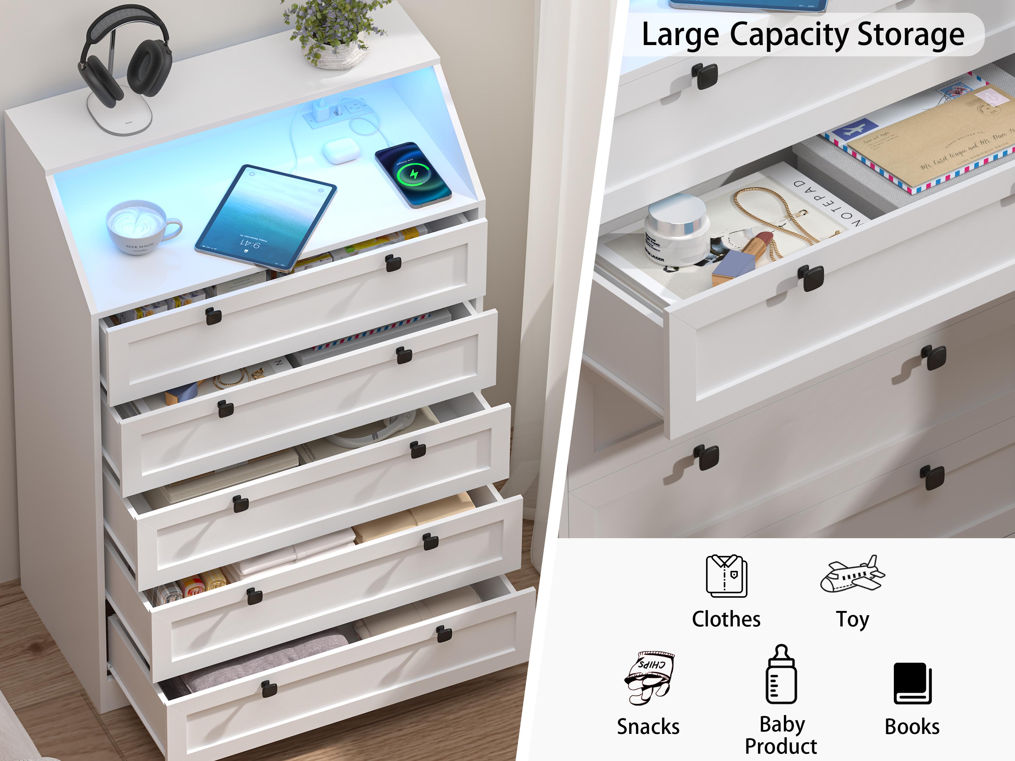 Nightstand with Charging Station,Drawer Dresser with LED Light, Space-Saving Tall Dresser Organizer for Bedroom, Hallway, Closet,Living Room, Furniture Orgaization Nightstand with Charging Station,Drawer Dresser with LED Light, Space-Saving Tall Dresser Organizer for Bedroom, Hallway, Closet,Living Room, Furniture Orgaization