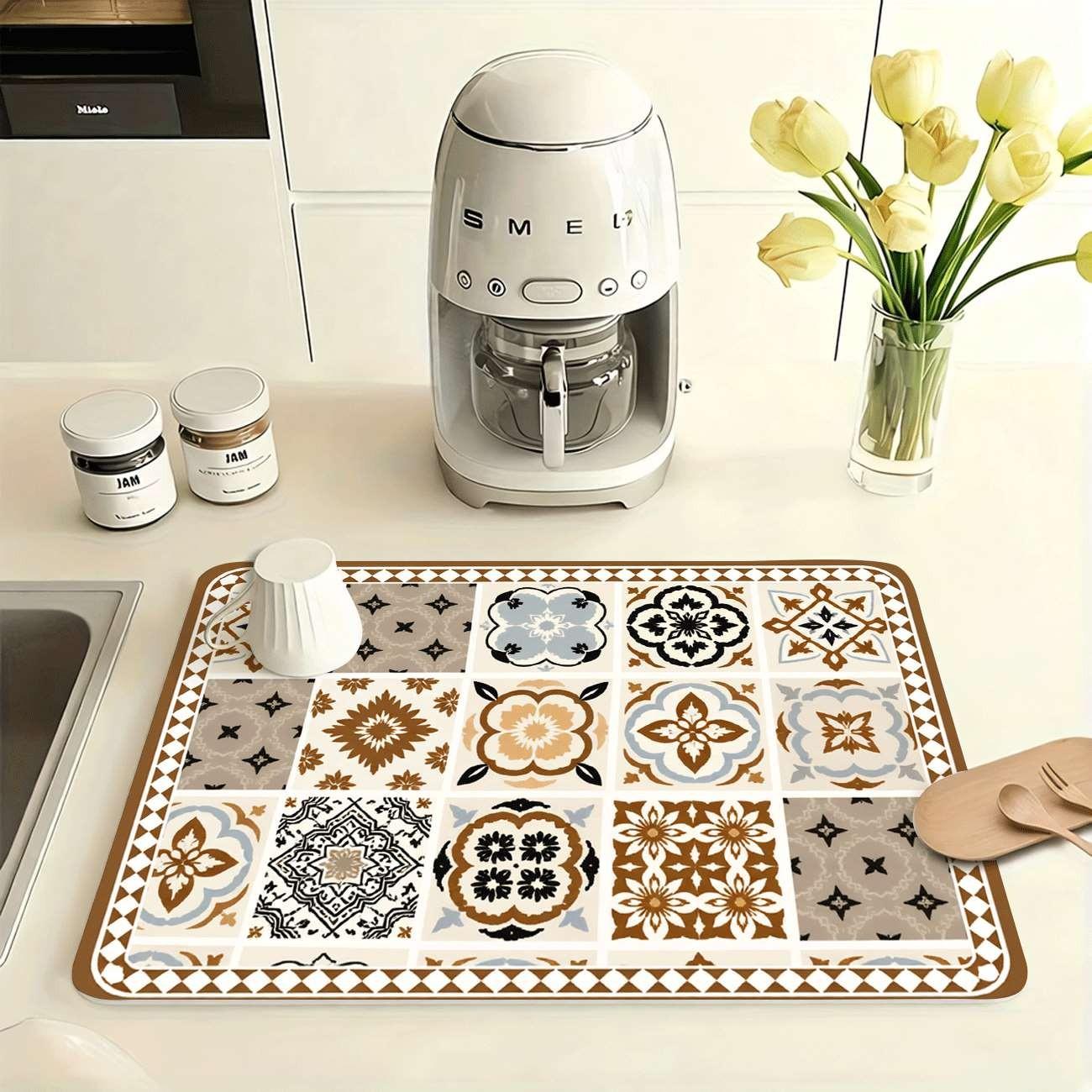 Multi-Functional Table Mat, Classic Plaid Print Rubber Coaster, Easy Clean, Water Absorbent, Non-Slip, Durable, Ideal for Kitchen and Bedroom