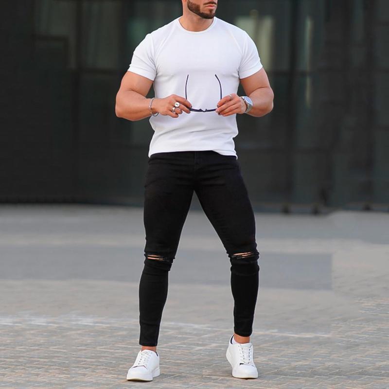 GINGTTO Men's Skinny Jeans Stretch Ripped Tapered Leg