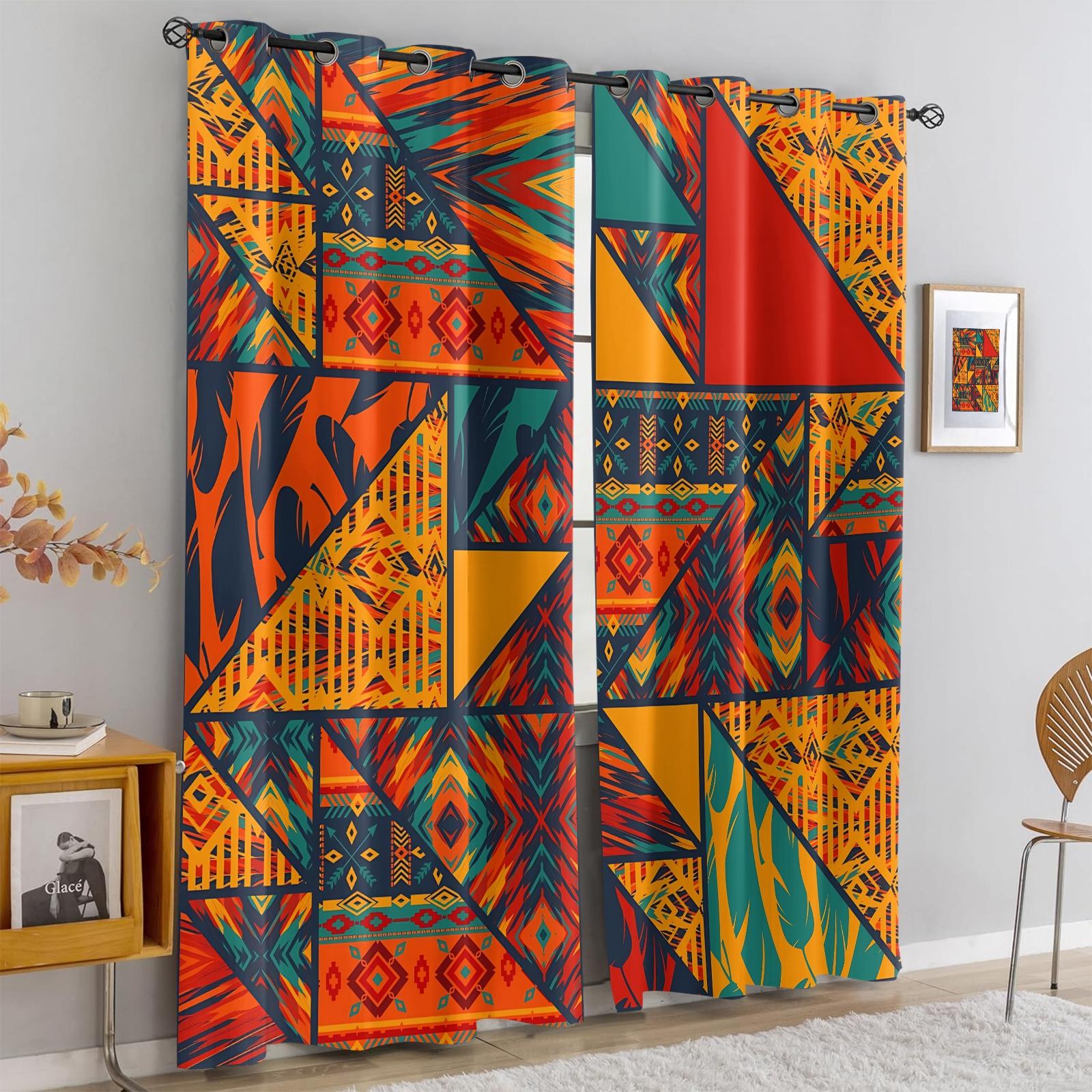 2 Panels Boho Paisley Print Blackout Curtains, Vintage Ethnic Style Darkening Grommet Window Drapes, HD Digital Print, Soft Durable & Light Blocking, Perfect for Bedroom, Living Room, Dorm & Studio Home Decor