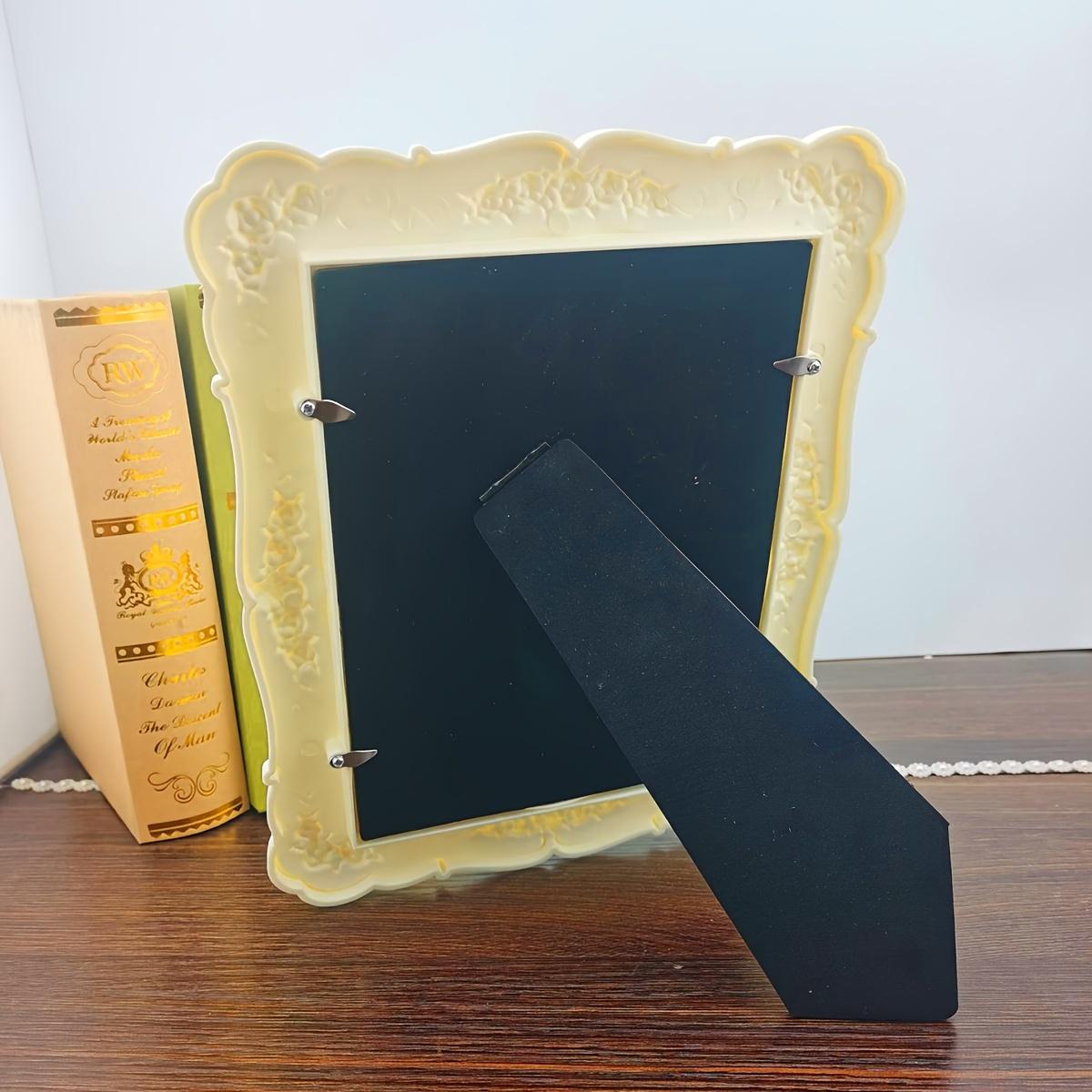 8 Inch Vintage Picture Frame with Rose Flower Design, Vintage Frames for Tabletop or Wall Display, Elegant Design with a black velvet backing, Horizontally or Vertically Use, Photo Frame for Home Decor Wedding