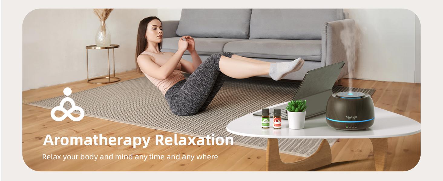 ASAKUKI Essential Oil Diffuser+10 Oil Set for Home&Office, Fragrance Aroma Humidifier, Night Light, Auto-Off Remote Control Freshener - 300ML Woody Flower Scented Perfume White Fall Home Decor