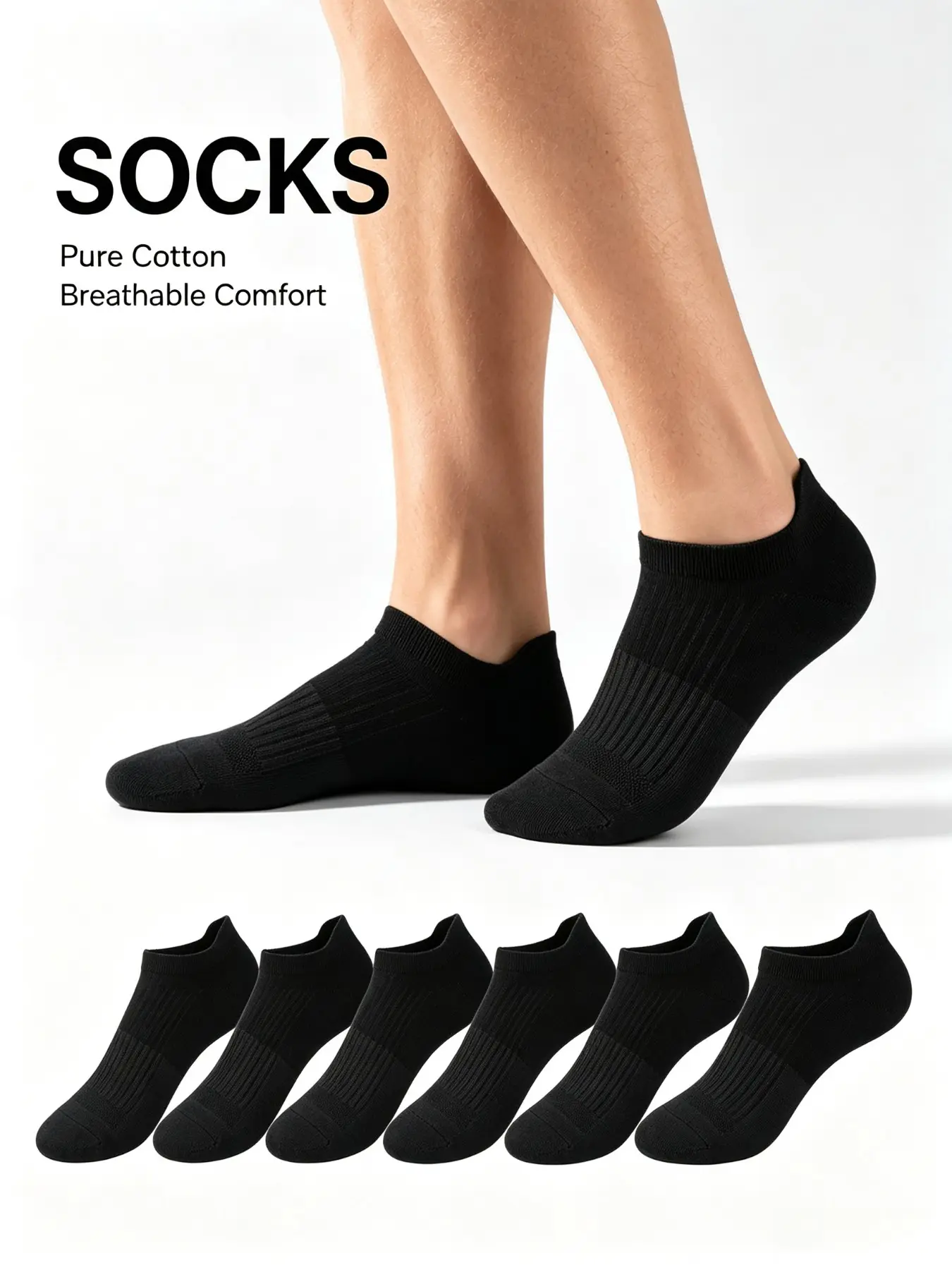 6 Pairs Men's Sports Socks, Shock Absorbing Low Cuff, Sweat-Wicking, Odor-Resistant, Colorblock, Running Fitness Socks