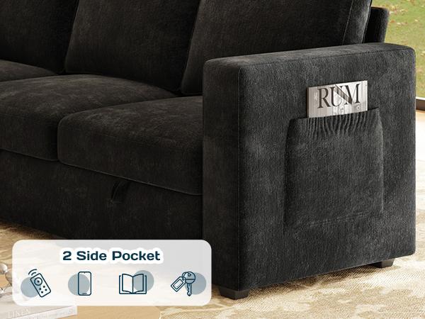 【4 Packages】83.5" Sectional Sleeper Sofa with Pull Out Couch, Modern 5 Seat L Shaped Modular Couch, Sectionals Modular Sofa with Storage, Comfy Sectional Couches for Living Room & Apartment