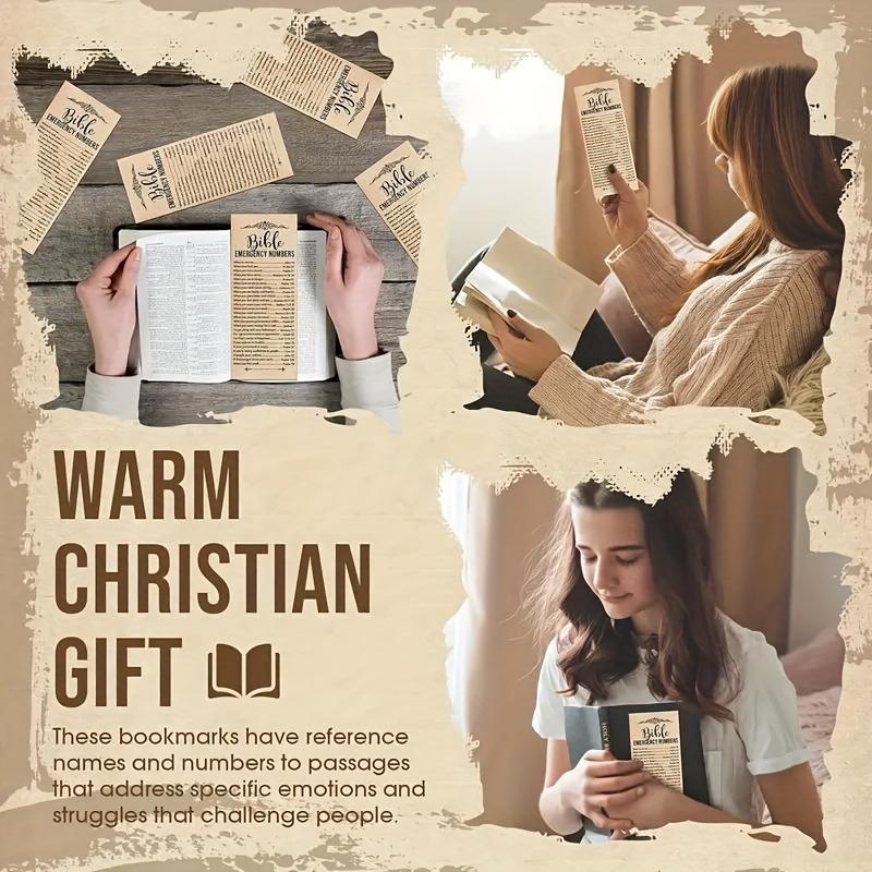 Bible Bookmarks, 20 Paper Bible Bookmarks, Church and Sunday School Supplies, Emergency Contact Numbers, Religious Gifts
