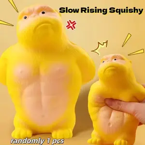 Soft PU Gorilla Stress Relief Toy, High Elasticity Stretchable Animal Plush, Cute Squeeze Toy for Kids and Adults, Model 001