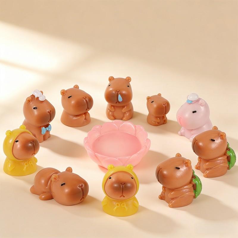 11pcs Realistic Capybara Figurines, Various Colors, Handmade Decorations, Home Entryway, TV Cabinet, Living Room, Bar, Office Desk