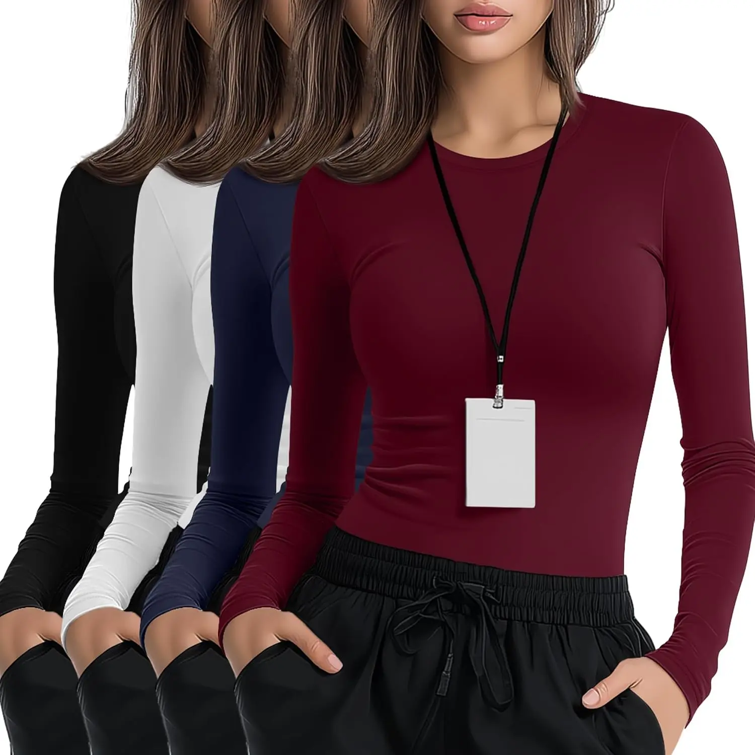 4 Pack Women's Underscrub Long Sleeve Nurse Shirts