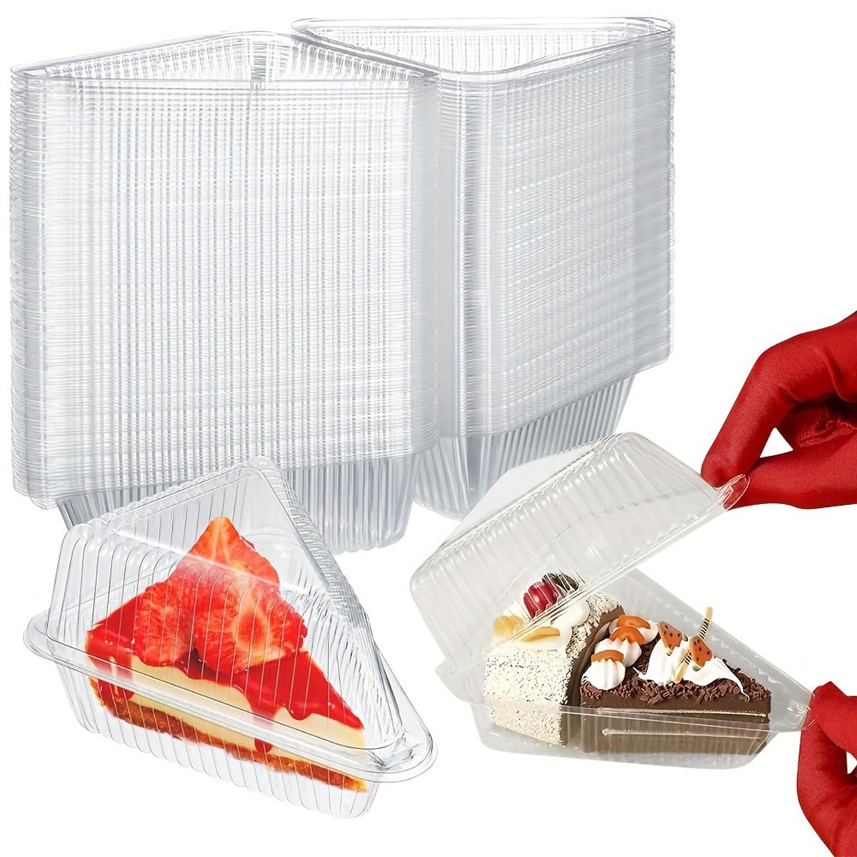 25/50/100pc triangular cake boxes with lids, Bakeware, mousse baking packaging boxes, disposable food storage boxes, transparent plastic pastry multi-layer cake boxes suitable for pies, cakes, pastries, dessert storage boxes, Baking Supplies
