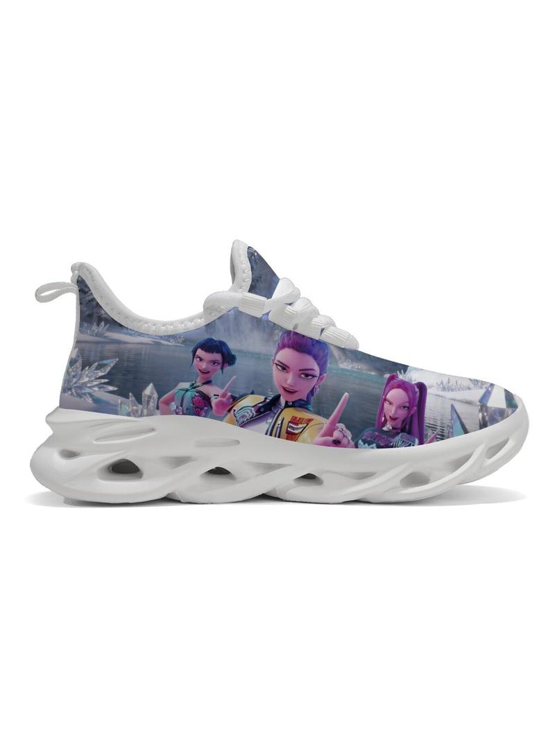 K-Pop Demon Hunters Casual Kids Sneakers Soft EVA Sole Low-cut Breathable Comfortable Fashion Sports Shoes for Girls Boys (011001)