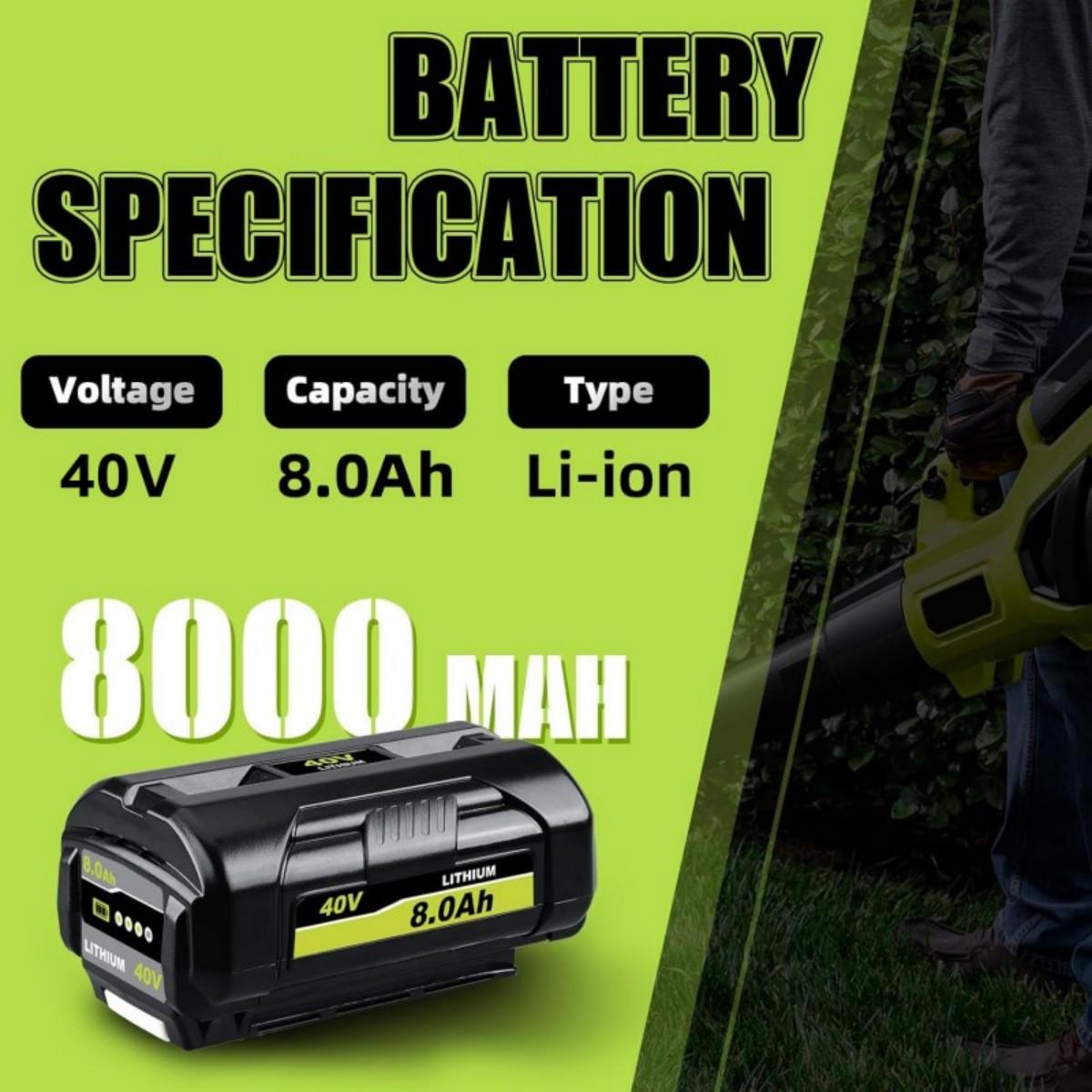 2Pack OP4040 8.0Ah 40V Lithium Replacement for Ryobi 40 Volt Battery OP40401 OP40602 OP4026 OP40501 OP40261 Compatible with Ryobi Battery 40V Cordless Power Tools