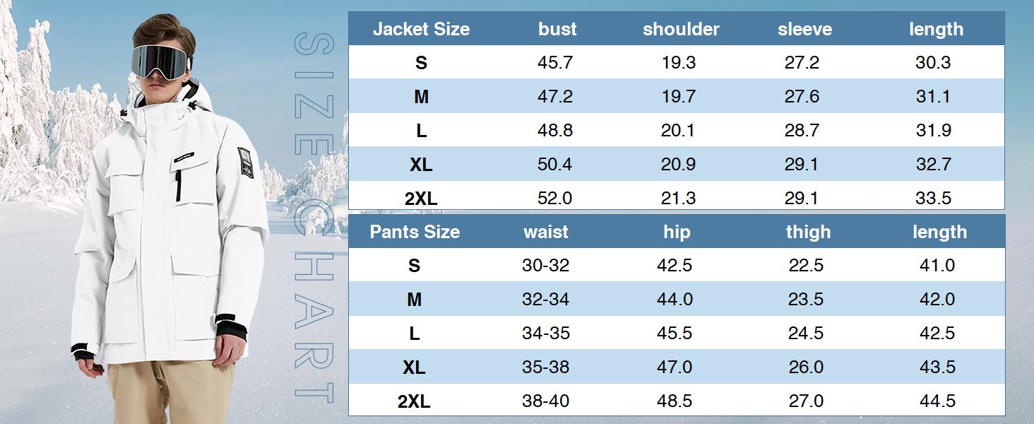 YEEFINE Men's Ski Jacket and Pants Set Waterproof Snowsuit Windproof Snow Suit Winter Outdoor Ski Suit