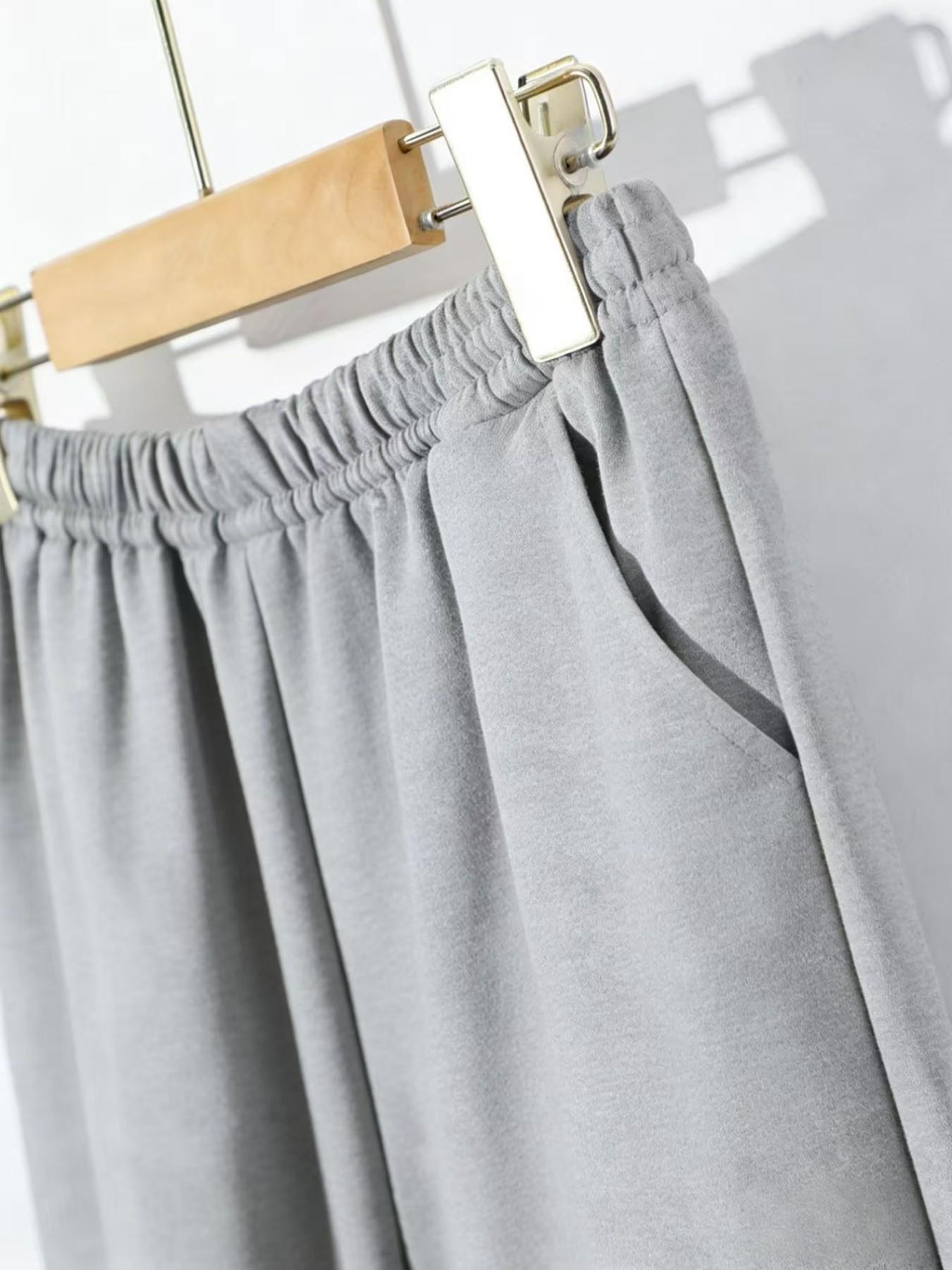 2 Pcs Set Boys' Spring New Casual Elastic Waist Long Pants, Wide Leg Sweatpants, Loose Fit Straight Leg Sports Pants for All Seasons，Boy Fashion Simple Pants Set, Solid Color Soft Elastic Waist Straight Leg Pants, Daily Comfortable Casual Pants