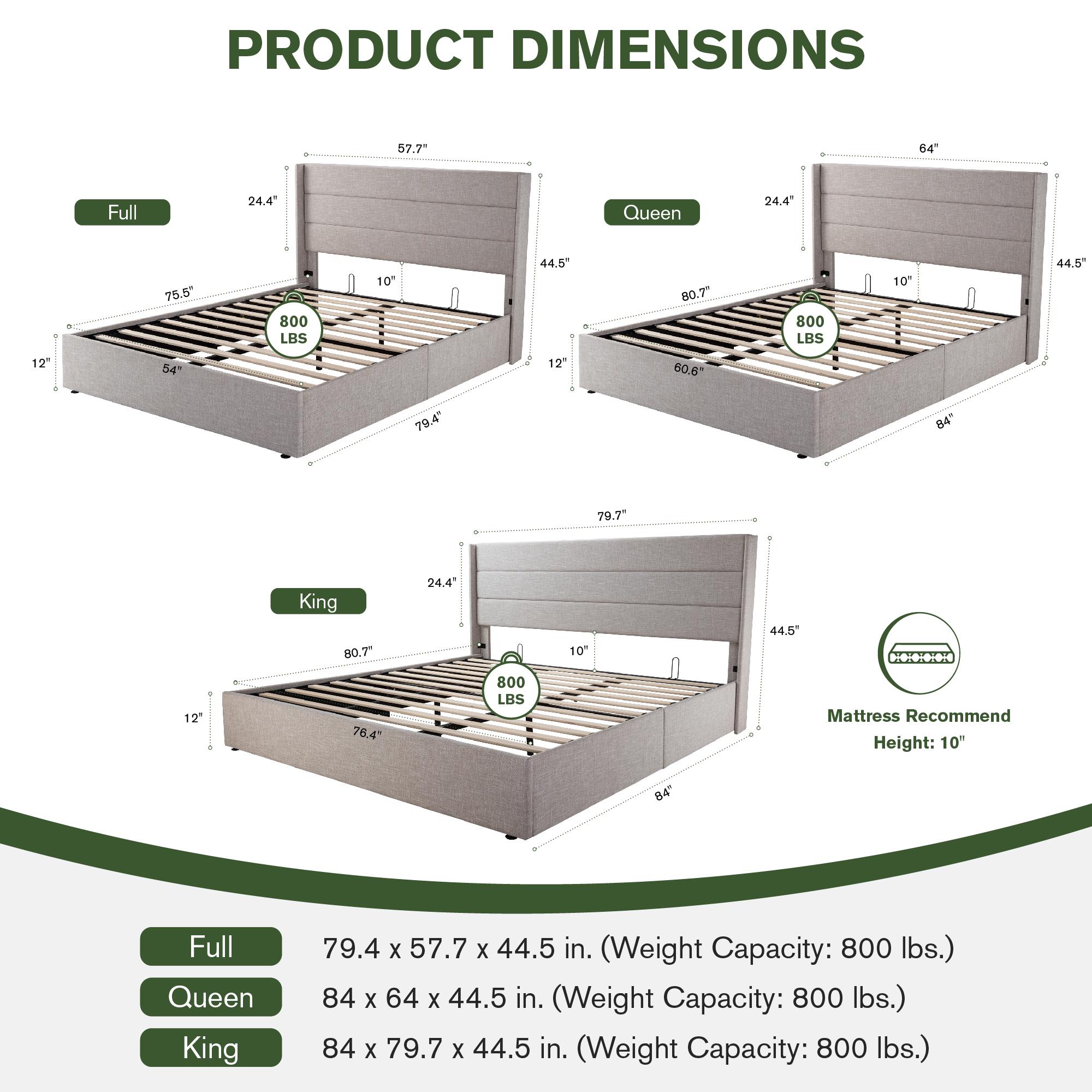 MUTICOR Gas Lift-Up Storage Bed Frame, Linen or Velvet Upholstered Headboard,No Box Spring Needed,Solid Wood Slats,Full/King/Queen Size Bed Frame#TikTokShopBlackFriday #ChristmasGifts