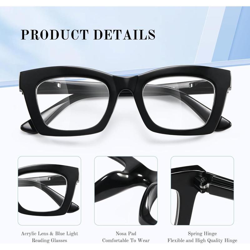 RESJOK 3 Pack Oprah Style Reading Glasses for Women Blue Light Blocking Square Fashion Readers with Spring Hinge Computer Eyeglasses