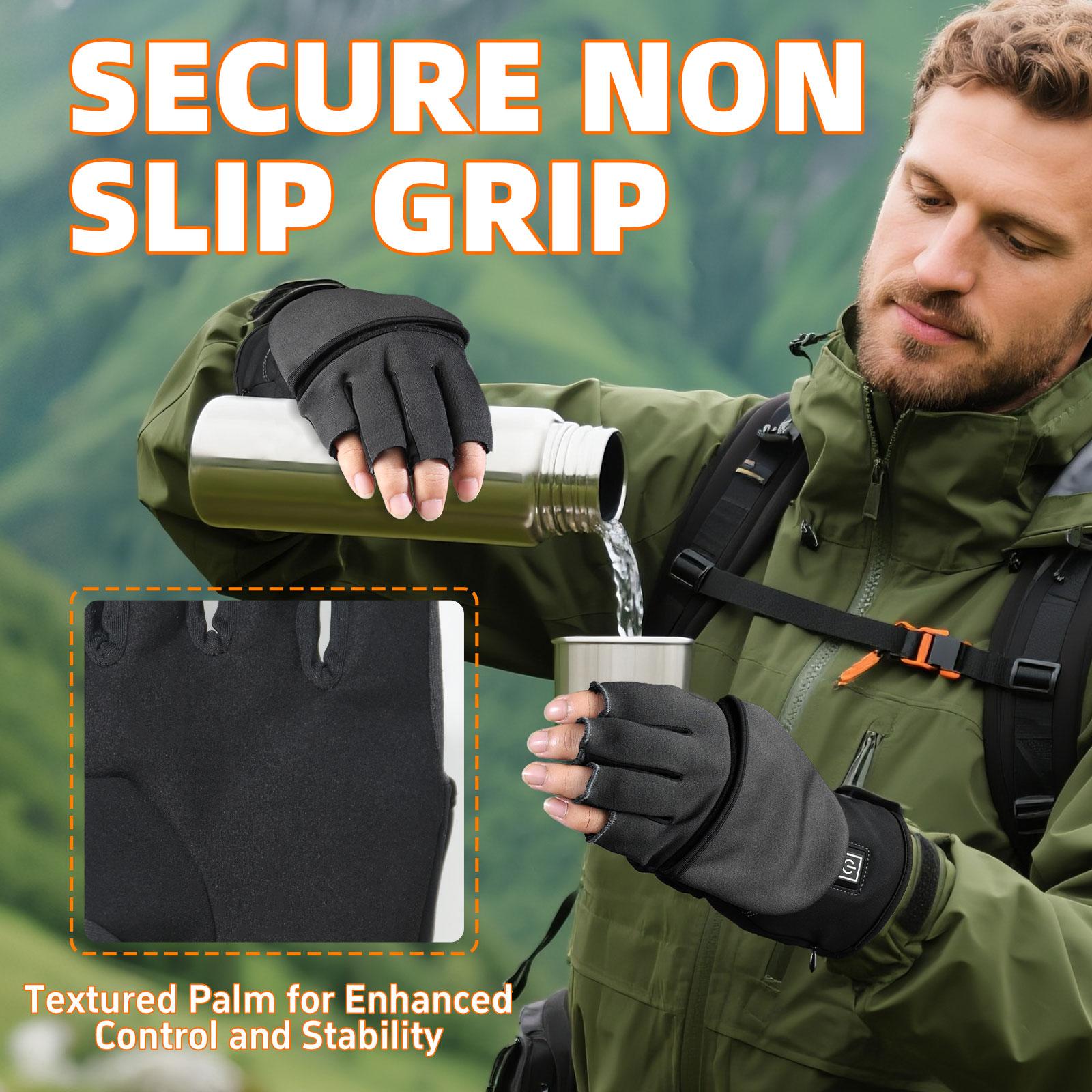 New Heated Gloves Palm Heating Fingerless Touchscreen Compatible Adjustable Temperature 45°c 50°c 55°c Large Battery 2000mah Upgrade Warm Material Outdoor Sports Gloves