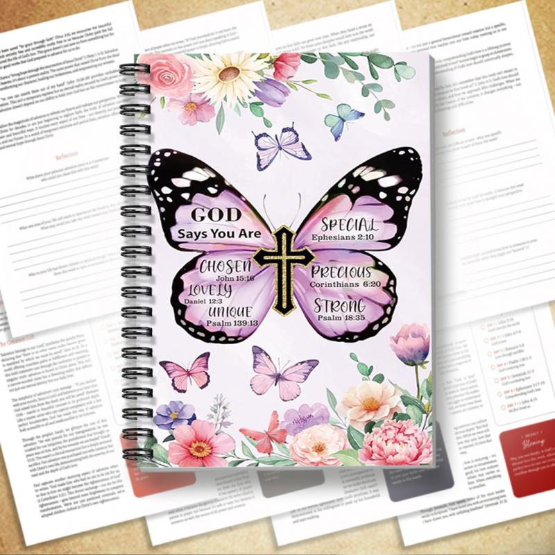 1 Bible Reading Plan Book, Portable 5.5x8.3 inches, includes 52 weeks of devotional scripture themes, daily reading tracking, reflection questions, Bible Study Supplies, Suitable for believers, church groups, Christmas or birthday gifts