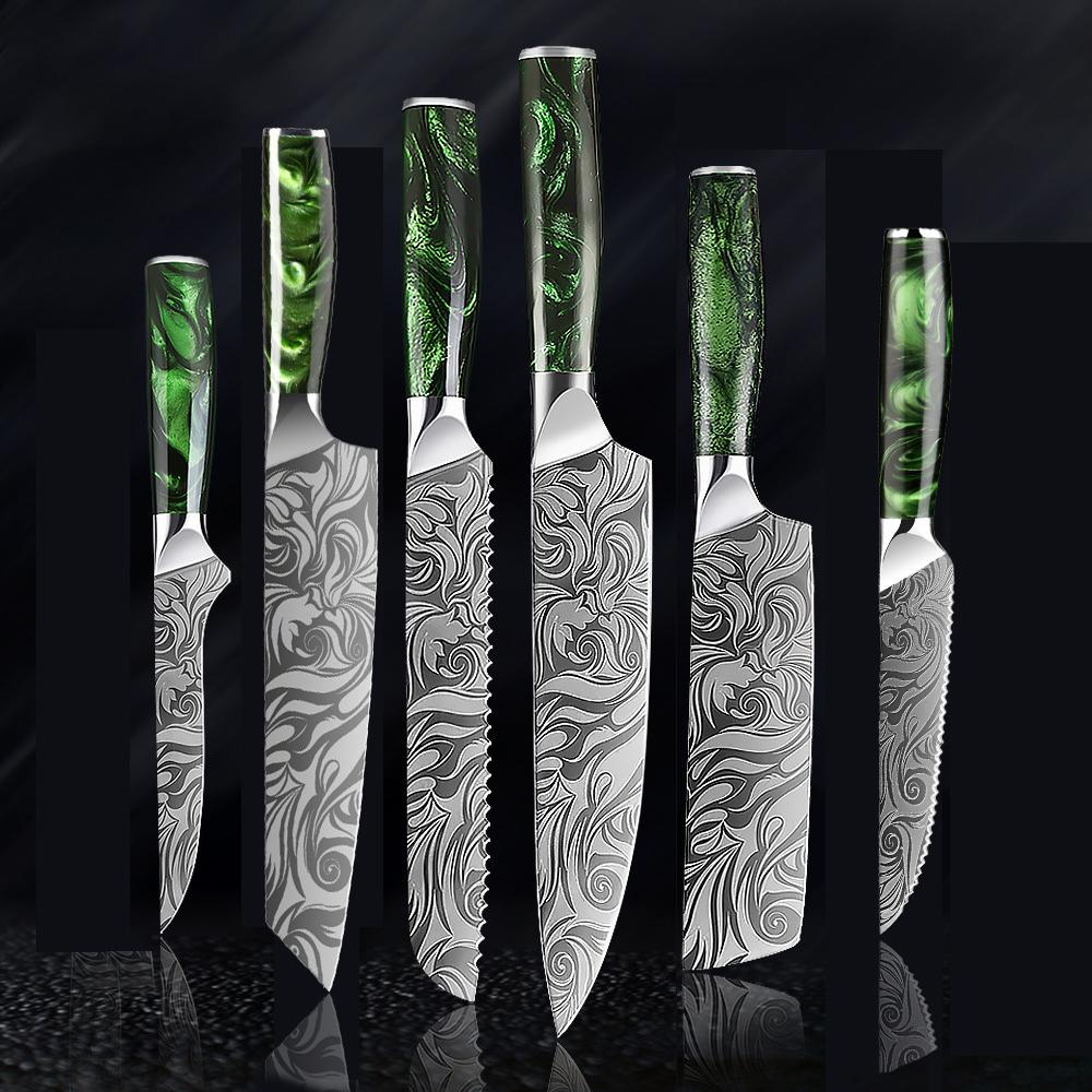 1piece Damascus steel, Stainless textured Japanese knife laser blade kitchen knife professional set sharp fish bread boning knife, gift for friends