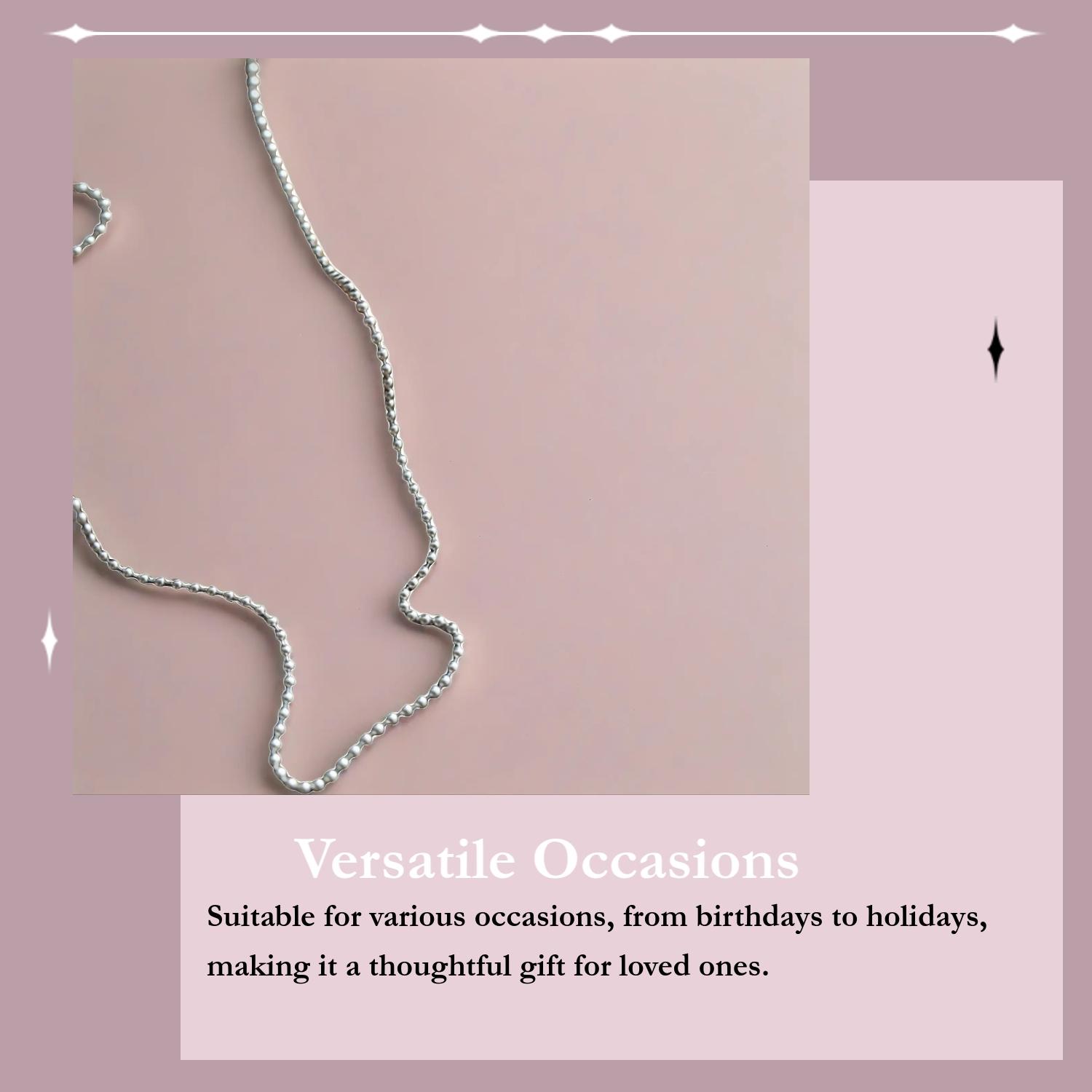 925 Sterling Silver Round Bead Design Necklace, Fashion Jewelry for Party, Daily Clothing Decor, Trendy All-match & Exquisite Jewelry for Birthday Gift, Gifts for Girlfriend, Dainty Necklace, Daily Wear Necklace