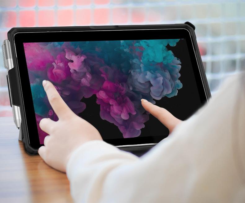 Shockproof Silicone Case for Microsoft Surface Pro 3/4/5/7, Surface Go 1/2/3/4, Full Body Protective Cover with Built-in Kickstand & Pen Holder, Rugged Soft TPU Shell for Surface Tablet, Compatible with Type Cover Keyboard