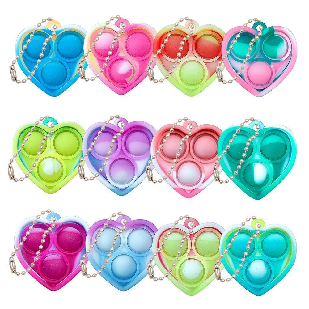 12/24/48Pcs Mini Pop Fidget Toy Pack Kit Keychain Stress Relief Toys Party Favors Office Desk Toy for Kids Adults Brinquedos
