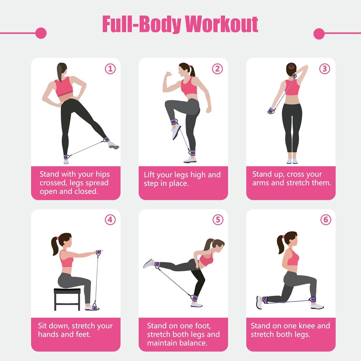 Ankle Resistance Band Set, 6 Counts Ankle Strap With Elastic Band, Sports Ankle Strap for Leg and Hip Training, Fitness Equipment For Home Gym, Workout Band