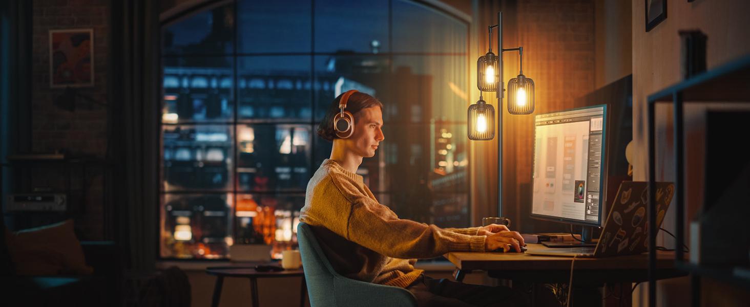 GLITGATE Black Floor Lamp, Dimmable Industrial Gold Floor Lamp Farmhouse Floor Lamps for Living Room with Cages 70'' Tall Lamp Modern Floor Lamp Standing Lamp for Bedroom Office Living Room 3 LED Bulbs Included