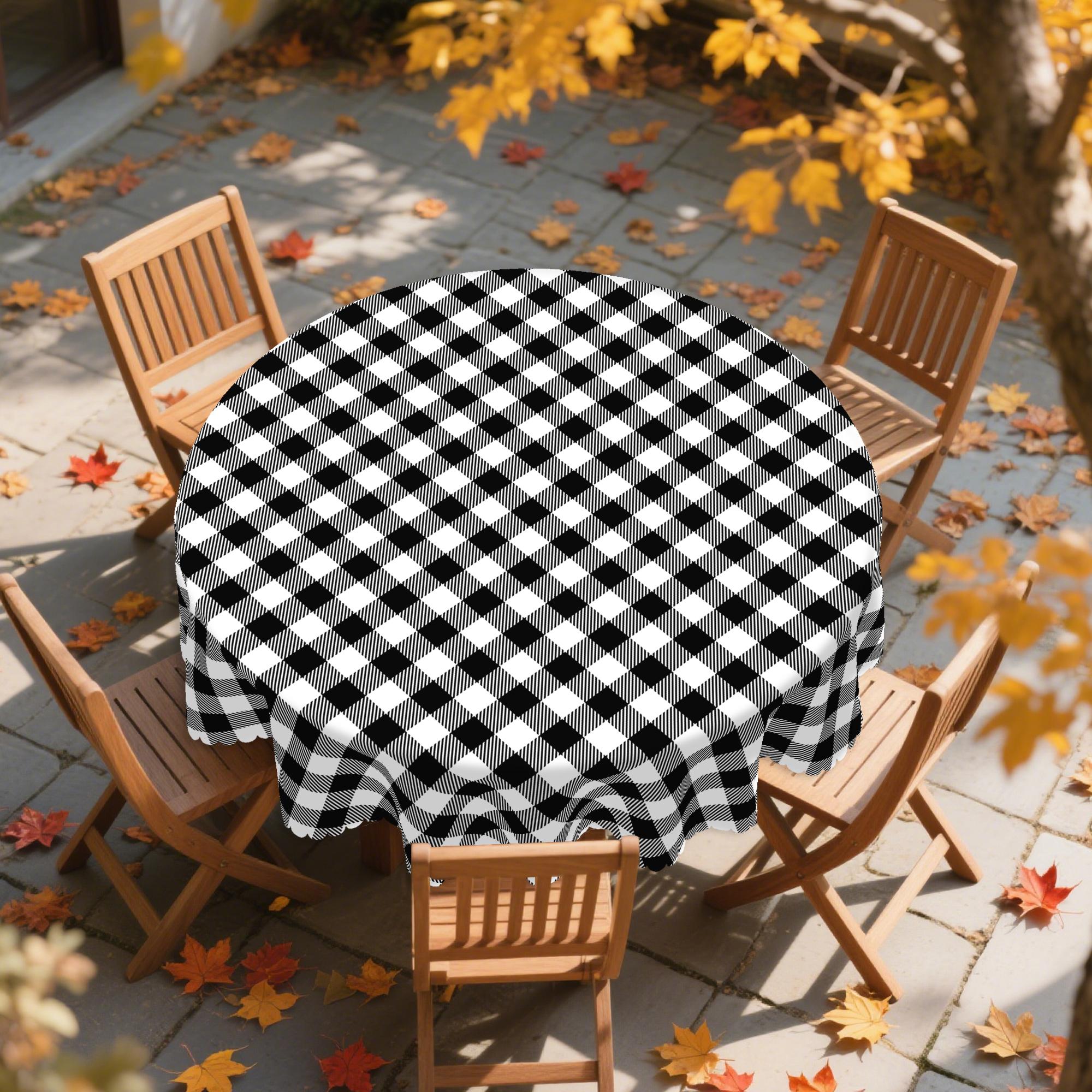 1pc Black and White Plaid Tablecloth, Rectangular&Round Tablecloth, Dining Room Decoration, Table Cloth, Party Decor, Suitable For Daily Home Kitchen, Restaurant Terrace Indoor And Outdoor Use, Suitable as Gifts, Weddings, Birthday Parties table  linens