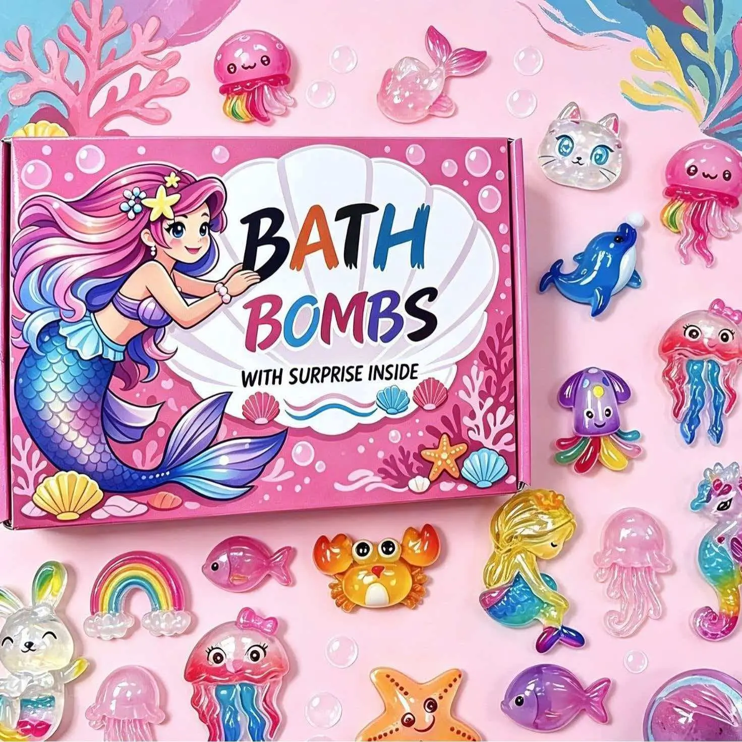 Bubble Bath Salt Balls Set, 12 Pieces Zodiac Ocean Mermaid Halloween Essential Oil Bath Bombs, Gentle Skin Care, Fun Toy Included
