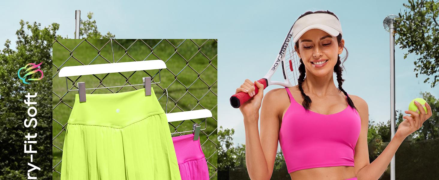CRZ YOGA Women's High Waisted Pleated Tennis Skirts with Pockets Tummy Control Casual Liner A Line Workout Golf Skorts - 14"
