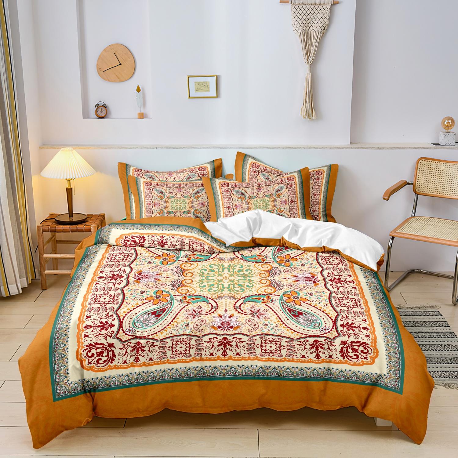 Mandala Floral Pattern Decorative Duvet Cover Set, 3 Counts/set Including 1 Duvet Cover & 2 Pillowcase without Filler, Soft Comfortable for Home Bedroom