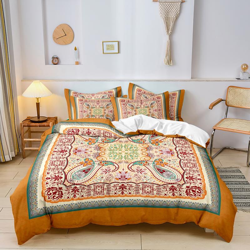 Mandala Floral Pattern Decorative Duvet Cover Set, 3 Counts/set Including 1 Duvet Cover & 2 Pillowcase without Filler, Soft Comfortable for Home Bedroom