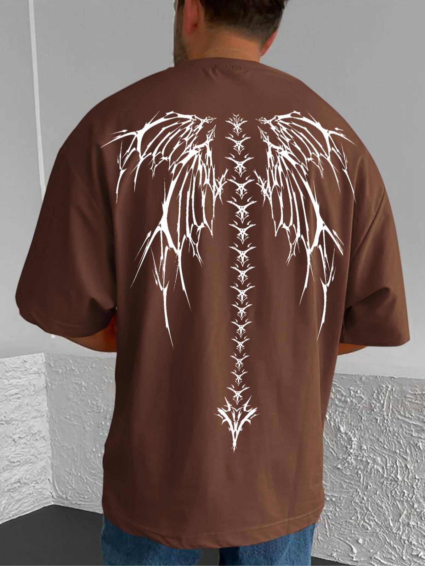 Men's Short Sleeve T-Shirt, Fitted, Wing & Spine Print Back