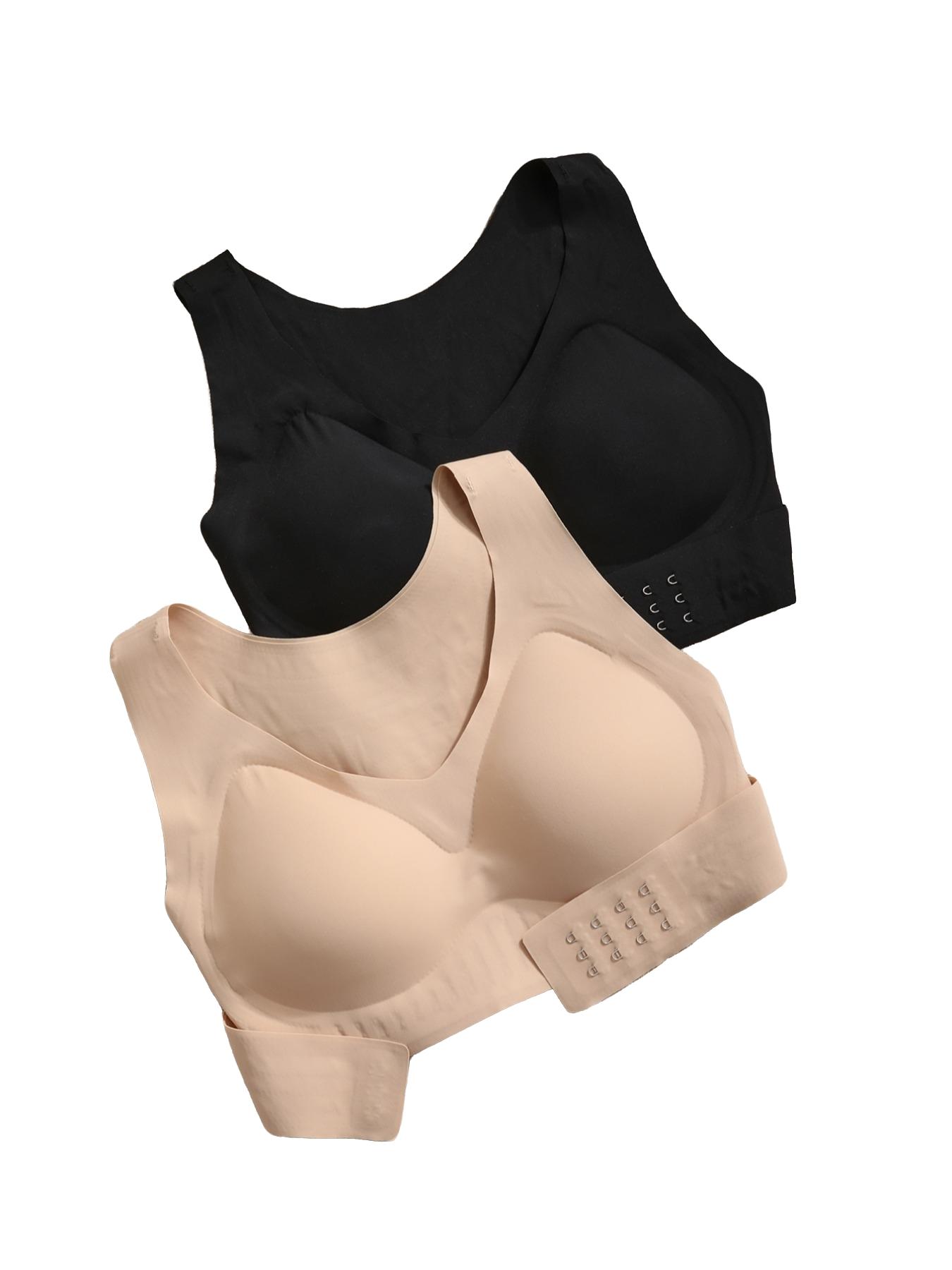 Women's Wireless Posture-Correcting Bra, Adjustable Waist Support, Medium Support, Full Coverage, Casual Plain Design, All Seasons Wear