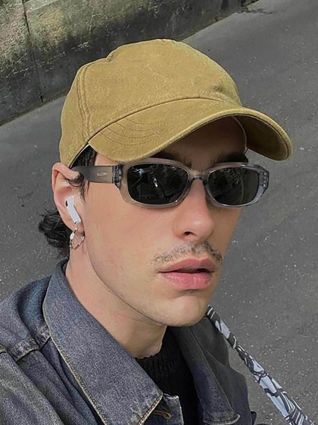 Men's Rectangular Sunglasses, Lightweight Frame, Casual Style, Perfect for Daily Outdoor Use, All Seasons