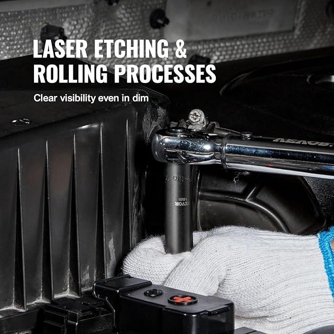 ImpactWrench 3/8" Drive Impact Socket Set 50/35 Pieces SAE & Metric CR-V Steel High Torque 6 Point Universal Joint Power Drill Adapter with Storage Case Tool Box