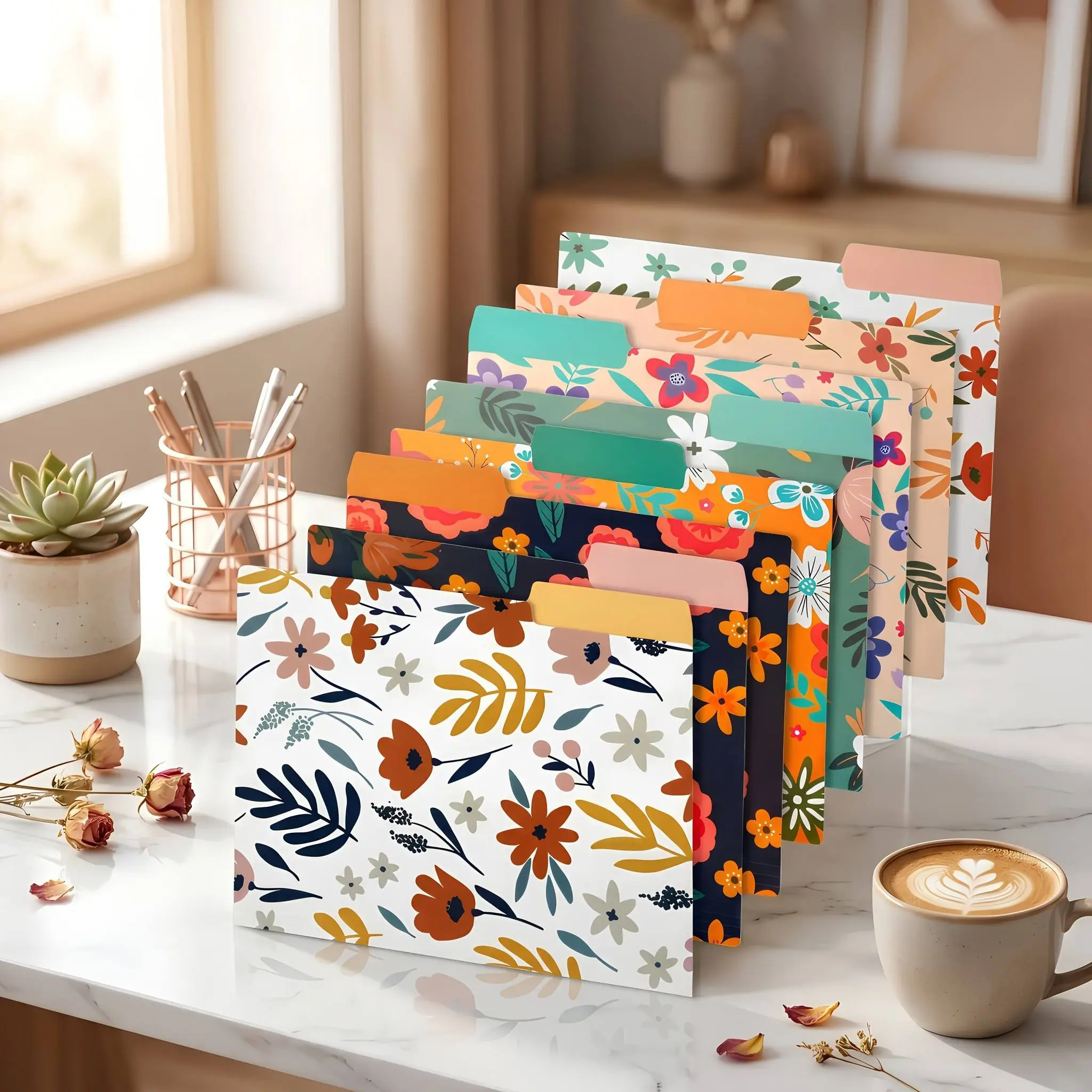 9 Color 18pcs File Folders, Organize Your Documents Efficiently, Durable & Practical Office Supplies, Perfect for Home & Workplace Use