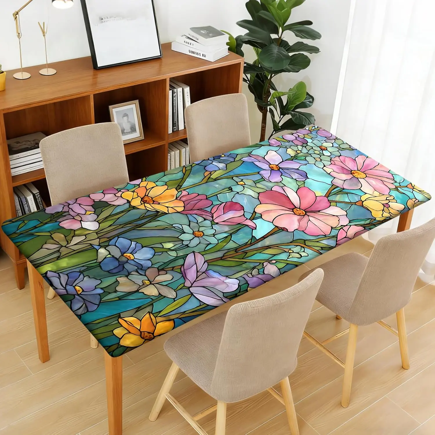 Rectangle Fitted Table Cover for 6 Foot Rectangular Folding Tables| Waterproof Elastic Fitted Table Cloth Wipeable Reusable Tablecloth for Outdoor, Indoor, Camping, Party, Picnic 60" x 30"