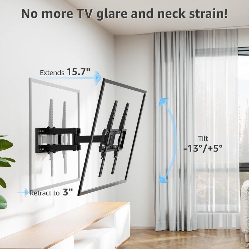 MOUNTUP 26"-65" UL Listed Full Motion TV Wall Mount, Fit 16" Wood Stud, Dual Swivel Articulating Arm Max VESA 400x400mm up to 88 LBS, MU0010-B