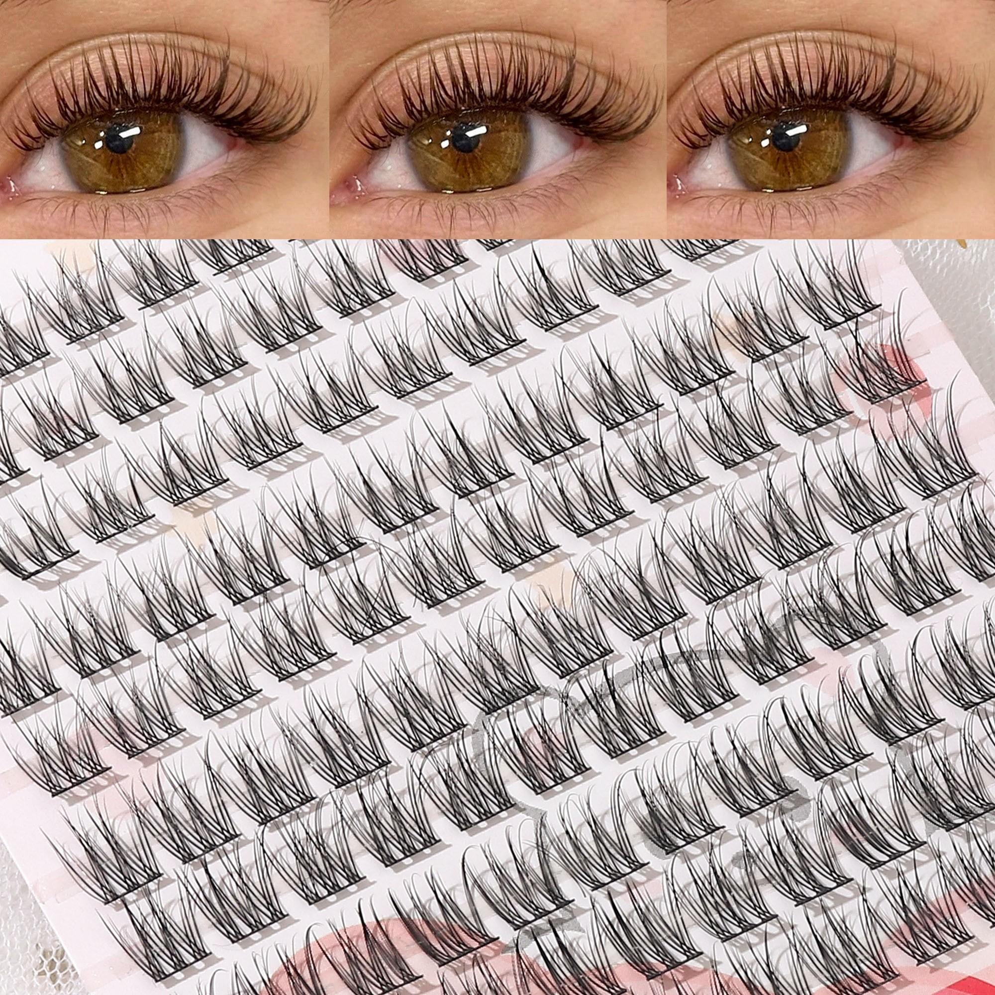 DIY Eyelash Cluster Set D Curl Soft Fluffy Individual Lashes Transparent Stem High-Quality Fiber Reusable Beginner Friendly Travel Essential
