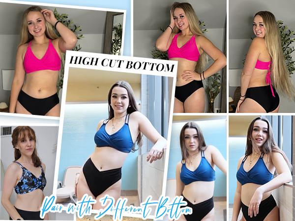 Holipick Women's Twist Front Bikini Top - Push Up Bathing Suit Top Padded Swimsuit Top