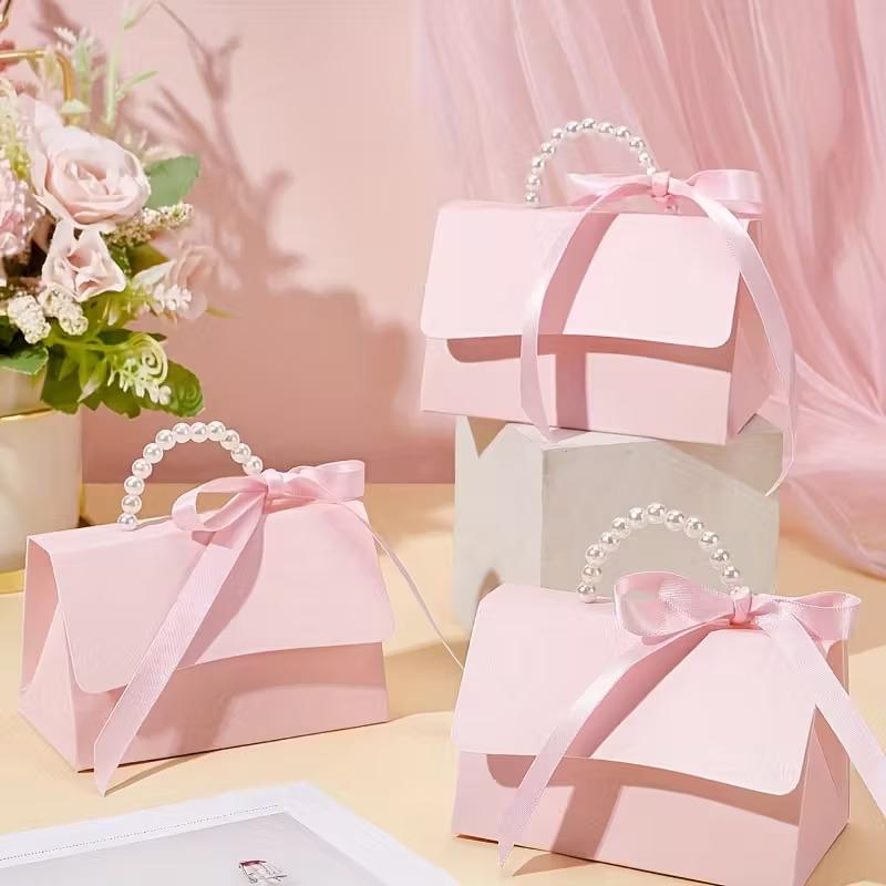 12 Piece Faux Pearl Decorative Gift Bags, Gift Wrap Bags, Goodie Bags, Elegant Party Favor Packaging, Durable and Stylish Design, Perfect for Bridal Shower, Wedding Souvenirs, Wedding Party Supply & Party Accessories
