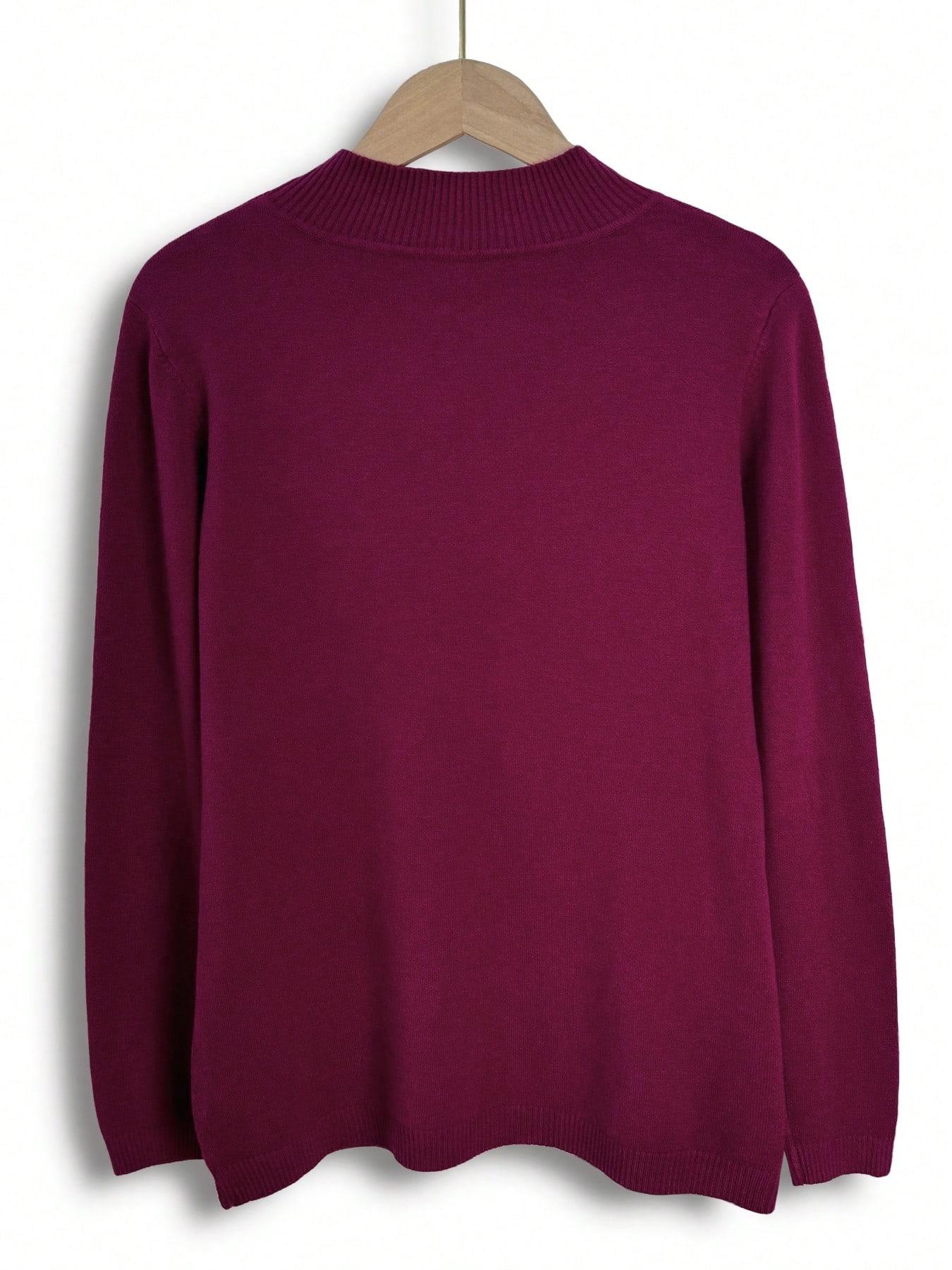 New Half High Neck Knitted Sweater for Women, Casual Loose-Fitting Pullover, Perfect for Fall & Winter, Versatile Daily Wear, Knitwear