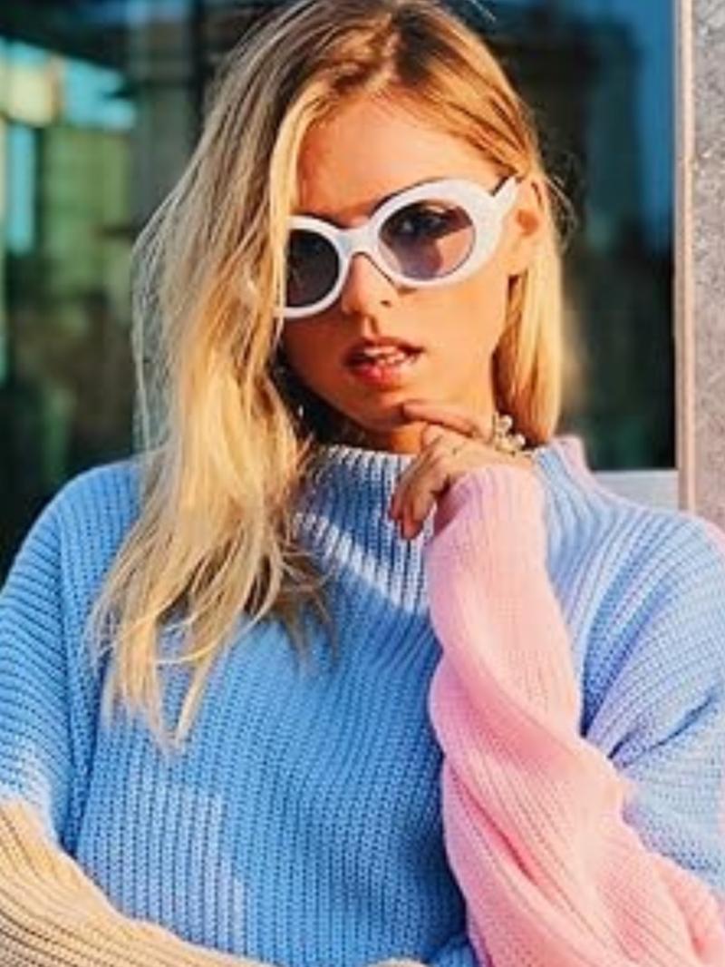 FEISEDY White Clout Goggles Sunglasses Women Men Retro Oval Sunglasses Girls Boys Sunglasses B2253