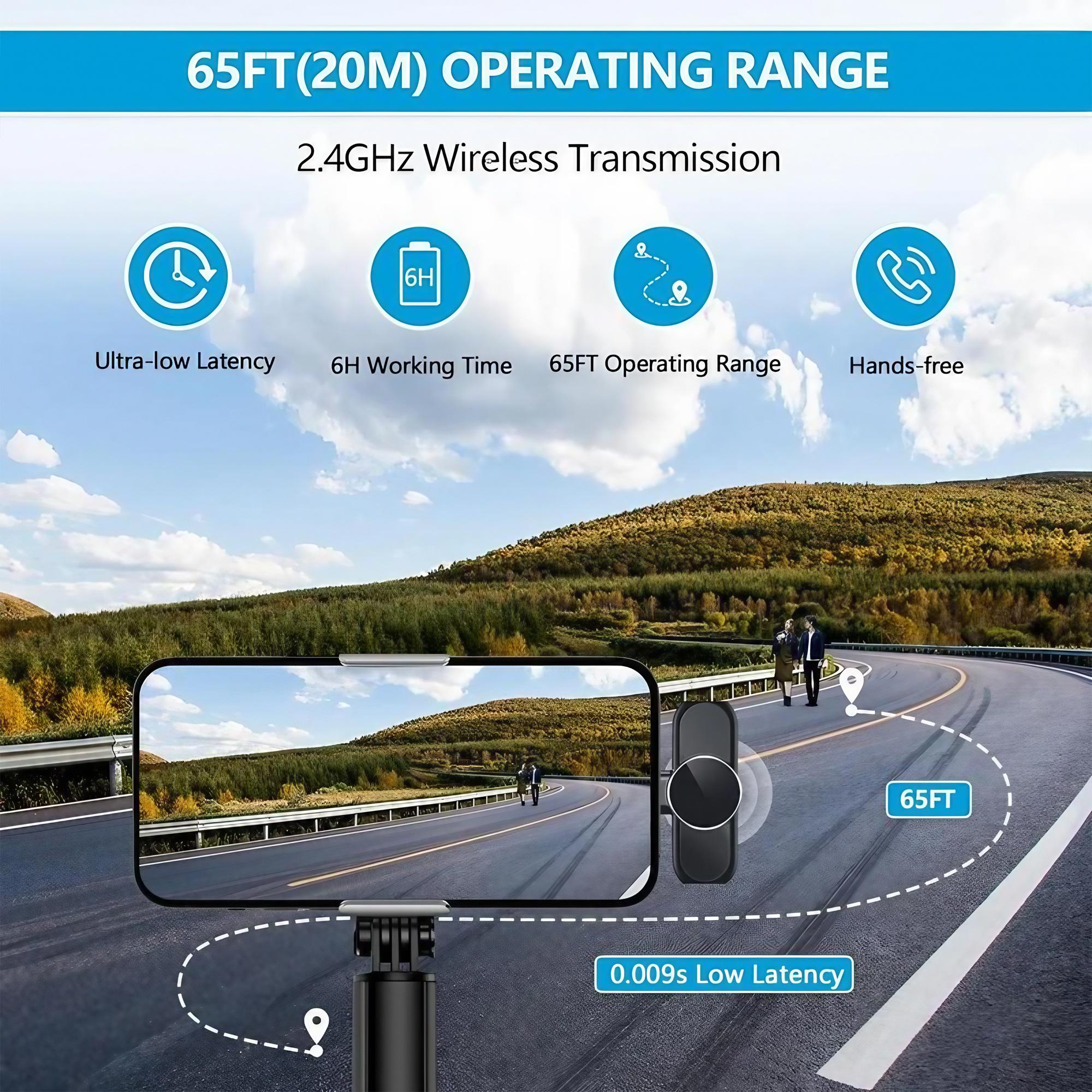 Portable Wireless Lavalier Microphone – Professional Lavalier Wireless Microphone Kit for IPhone 15 16 and Android Phones, Plug and Play Design, Live Streaming Mic, Podcast Recording Mic, Suitable for Vlogging, Interviews and Content Creation