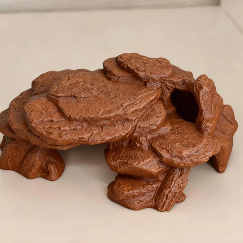 Rock Texture 3D Printed Hide Cave, Small Biotope Fish Tank Decor, Safe Hiding Spot for Aquatic Pets, Aquarium Ornament