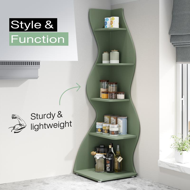 LITTLE TREE Corner Shelf, Modern 5-Tier Wall Corner Bookshelf, Stylish Corner Small Bookcase Storage Rack Plant Stand with Unique Shape for Living Room, Home Office LITTLE TREE Corner Shelf, Modern 5-Tier Wall Corner Bookshelf, Stylish Corner Small Bookcase Storage Rack Plant Stand with Unique Shape for Living Room, Home Office