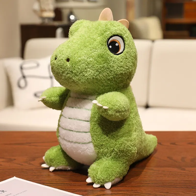 Cute green dinosaur plush toy with adorable, big eyes and endearing expressions, perfect for kids. Soft and comfortable, it can be used as a sofa cushion. A fun gift for children’s festivals, birthdays, or Christmas.