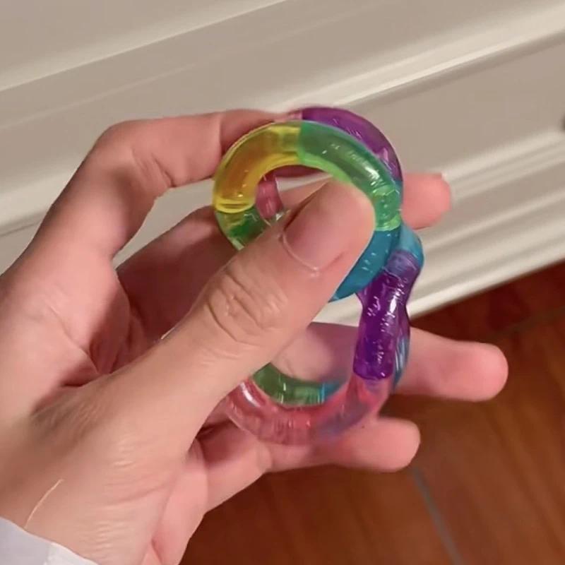 Deformable Rope Fidget Toy Deformation Rope Knot Pressure Stress Relief Toys Rrainbow Color Anti Stress Deformable Rope Best Toy