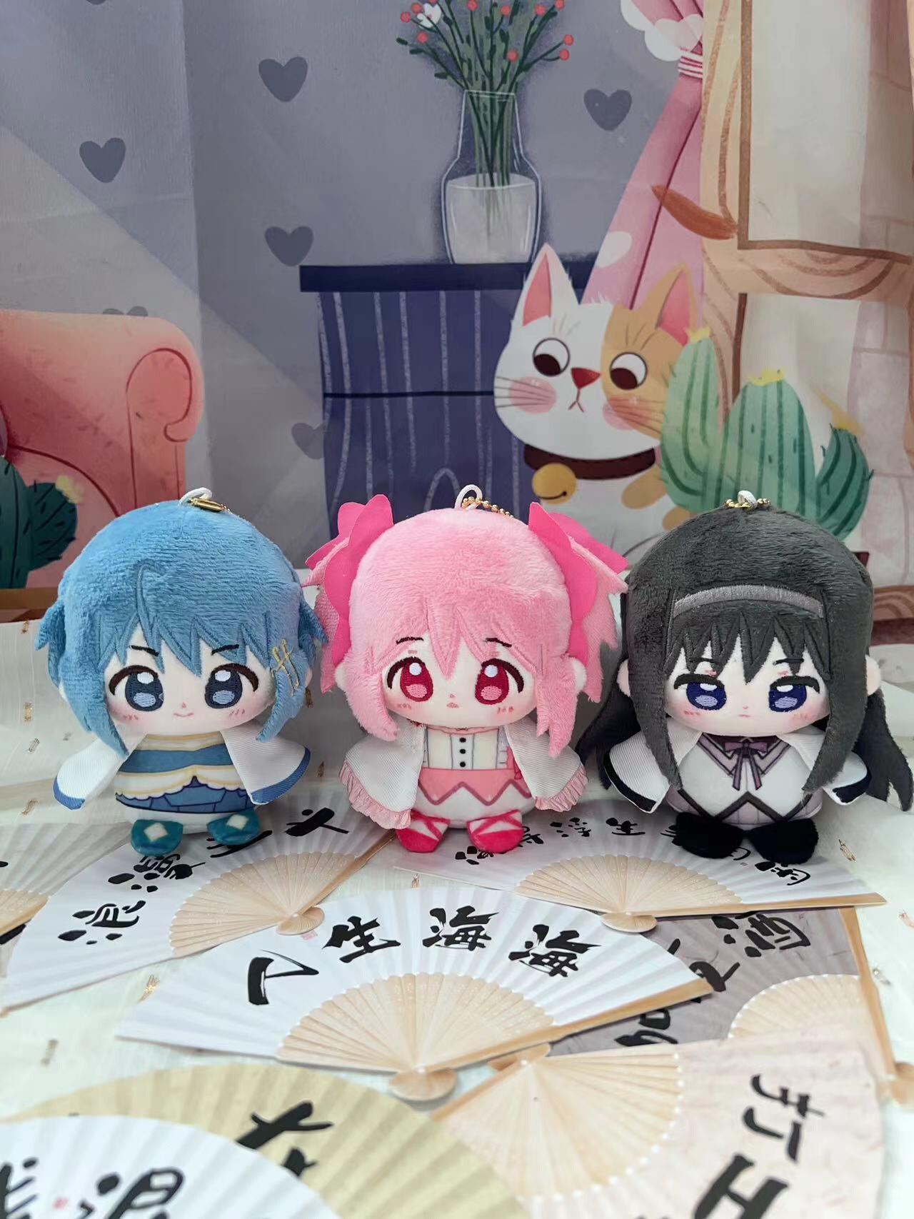 12cm Puella Magi Madoka Magica Plush Sakura Kyoko Kaname Madoka Tomoe Mami Cartoon Anime Figure Stuffed Doll Backpack Pendant